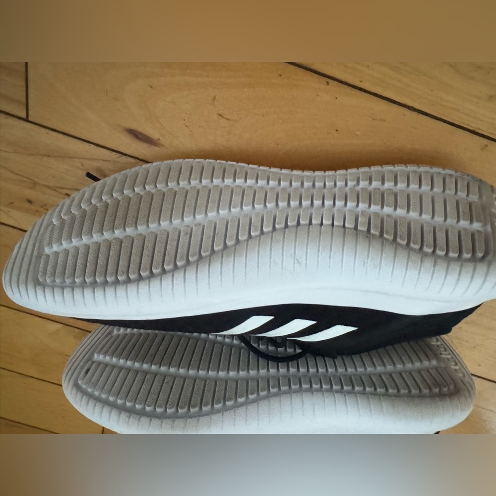 Adidas womens Black Sneakers with White Stripes - Picture 4 of 4